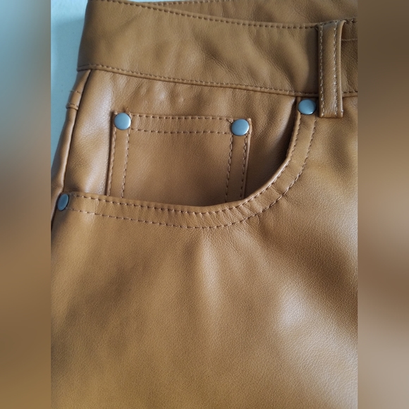 NWT 7 For All Mankind Women's Faux Leather Pants Size Medium Camel - Picture 11 of 16